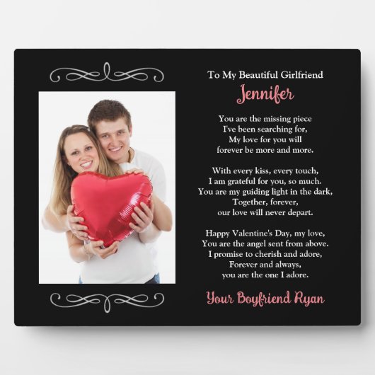 彼氏カスタムから私のガールフレンドへの写真 フォトプラーク (正面)