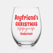 彼氏パーソナライズされたのクリスマス杯 ステムなしワイングラス (正面)