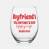 彼氏パーソナライズされたのバレンタインデーシッピーカップ ステムなしワイングラス (正面)