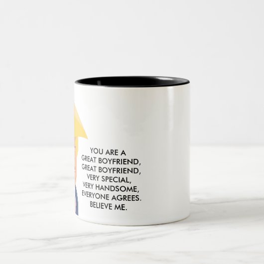 彼氏パーソナライズされたギフトおもしろい彼氏ギフト ツートーンマグカップ (中央)