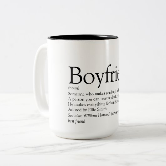 彼氏パーソナライズされた定義カッコいいおもしろい ツートーンマグカップ (正面左)