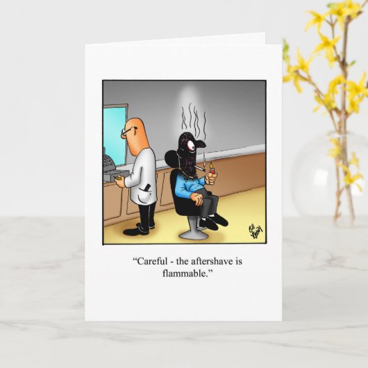 彼笑わされるの誕生日ユーモアのカード カード (黄色い花)