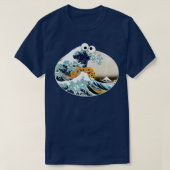 彼素晴らしはCookie食べのWave Off Kanagawa Googly E Tシャツ (デザイン正面)