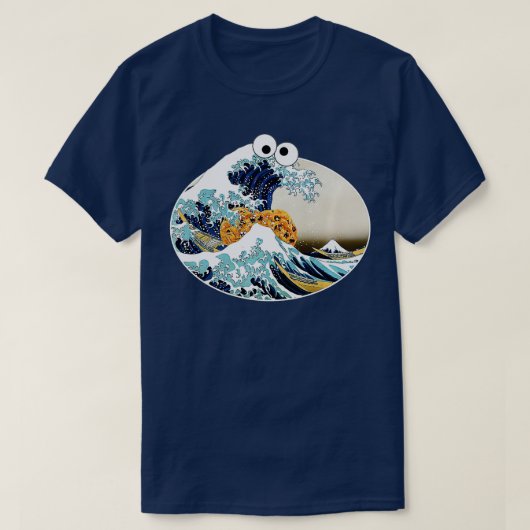 彼素晴らしはCookie食べのWave Off Kanagawa Googly E Tシャツ (デザイン正面)