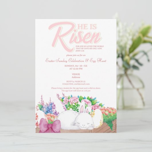 彼素朴は宗教復活祭で復活したピンクのバニー 招待状 (スタンド正面)