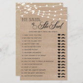 彼素朴は彼女はブライダルシャワーゲームと言った (正面/裏面)