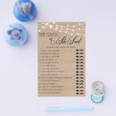 彼素朴は彼女はブライダルシャワーゲームと言った チラシ (シングル)