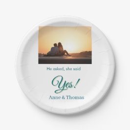 彼頼は彼女はyes写真の青婚約した緑と言った ペーパープレート