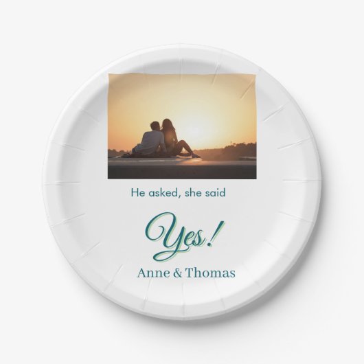 彼頼は彼女はyes写真の青婚約した緑と言った ペーパープレート (正面)