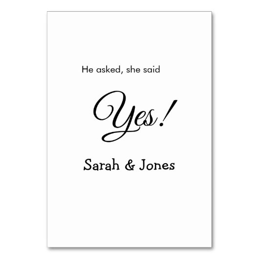 彼頼はyes婚約シンプルミニマルと テーブルナンバー (正面)