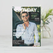 彼52歳の誕生日のためのモダンな雑誌の表紙 招待状 (スタンド正面)