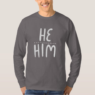 彼/彼が手書きTシャツを発音 Tシャツ