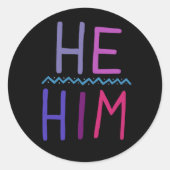 彼/彼が紫の手紙一組を宣告する ラウンドシール (正面)