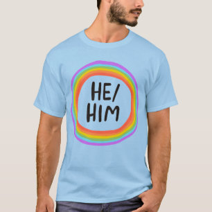 彼/彼が虹の輪Tカラフルシャツを発音 Tシャツ