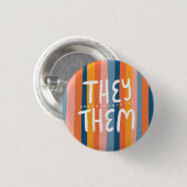 彼/彼らはハンドレットのカラフル発音をストライプする 缶バッジ (正面&裏面)