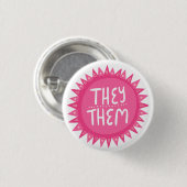彼/彼らはピンクの太陽のプライド手書き 缶バッジ (正面&裏面)