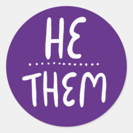 彼/彼らは紫色の手書きのセットを発音 ラウンドシール