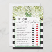 彼/彼女は言ったブライダルシャワーゲーム 招待状 (正面)