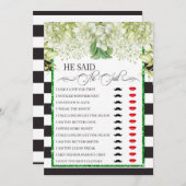 彼/彼女は言ったブライダルシャワーゲーム 招待状 (正面/裏面)