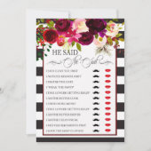 彼/彼女は言ったブライダルシャワーゲーム 招待状 (正面)