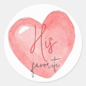 彼、彼女、私たちのお気に入りのブライダルシャワー結婚式の引き出物 ラウンドシール (正面)