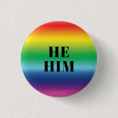 彼、彼、代名詞Lgbtレインボーカラー 缶バッジ (正面)