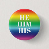 彼,彼,彼,代名詞 – Lgbtqプライド虹 缶バッジ (正面)