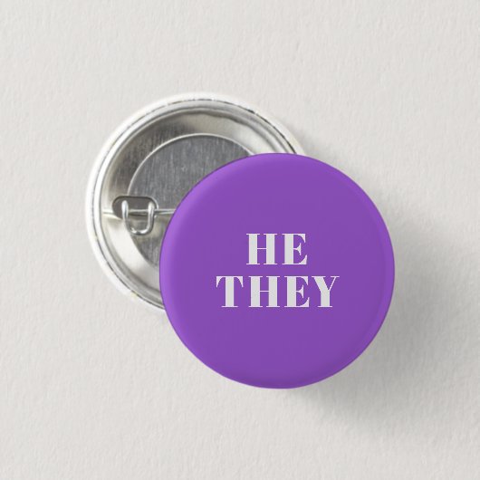 彼、紫色の優先代名詞Lgbtqプライドピン 缶バッジ (正面&裏面)