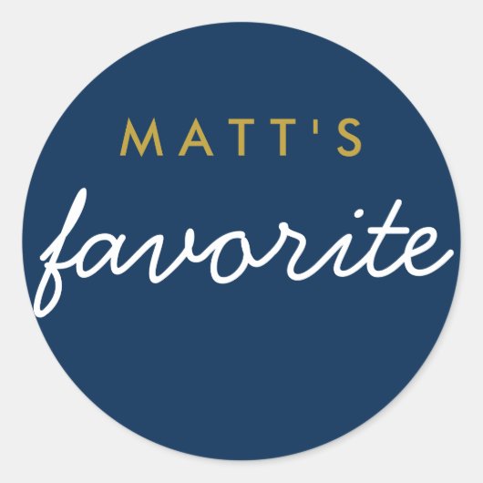 "彼"間引きお気に入りのスナックネイビーブルー金ゴールドホワイト ラウンドシール (正面)