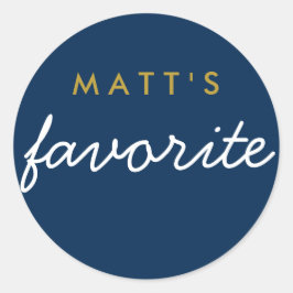 "彼"間引きお気に入りのスナックネイビーブルー金ゴールドホワイト ラウンドシール