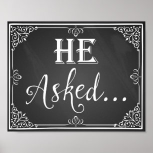 "彼"頼婚約写真プロップサインchalkboard ポスター