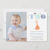 彼、２歳にして野生すぎる！ フォックス 2歳誕生日パーティー ボーイ 招待状 (正面)