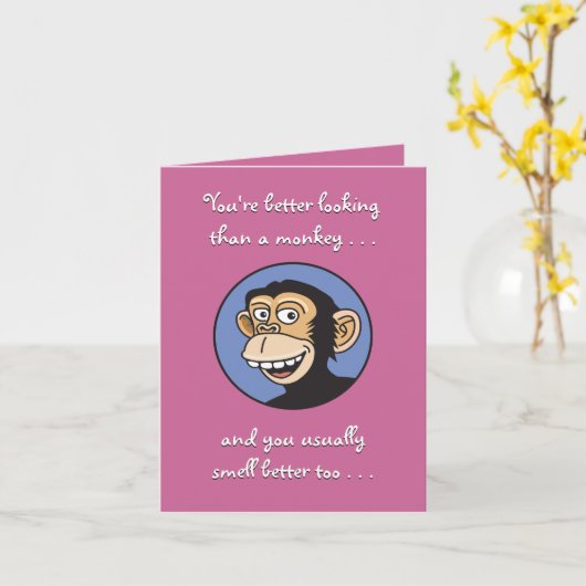 彼vs.サルの誕生日 カード (黄色い花)