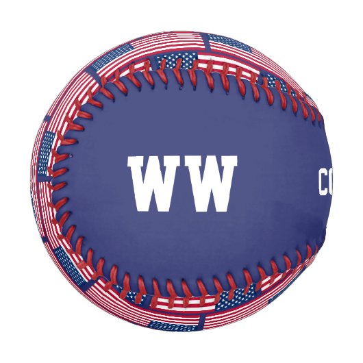 征服者よりも国カスタム国の愛国的なアメリカ国旗 野球ボール (正面左)