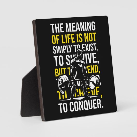 征服 – やる気を起こさせるジム、トレーニングフィットネス フォトプラーク (正面)