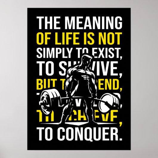 征服 – やる気を起こさせるジム、トレーニングフィットネス ポスター (正面)