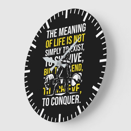 征服 – やる気を起こさせるジム、トレーニングフィットネス ラージ壁時計 (傾斜)