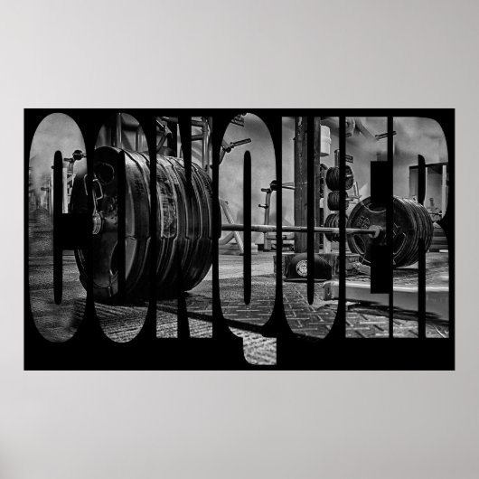 征服 – トレーニング やる気を起こさせる ポスター (正面)