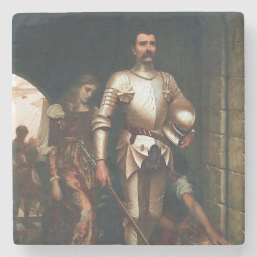 征服（中世の騎士） ストーンコースター (正面)