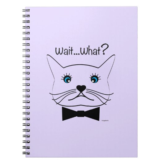 待おもしろいて…何？目を十字に切ったカッコいい猫 ノートブック (正面)