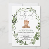 待ちきれない！ユニセックスなクマの赤ちゃんのシャワー 招待状 (正面)