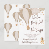 待ちきれない！ 熱気球のベビーシャワー 招待状 (正面/裏面)