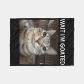 待ちイムゴート間抜け猫ミーム フリースブランケット (正面(横))