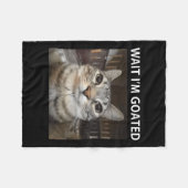 待ちイムゴート間抜け猫ミーム フリースブランケット (正面(横))