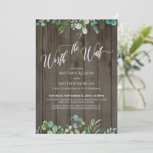 待ちユーカリの緑の茶色の木の価値 招待状 (スタンド正面)