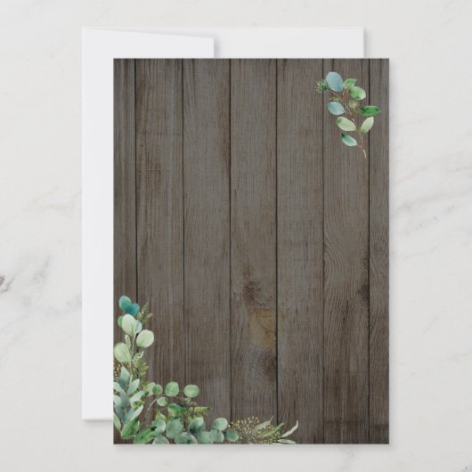 待ちユーカリの緑の茶色の木の価値 招待状 (裏面)