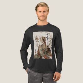 「待ち人来たる」猫アート 長袖Tシャツ トライブレンドTシャツ