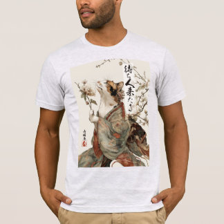 「待ち人来たる」猫アートTシャツ Tシャツ