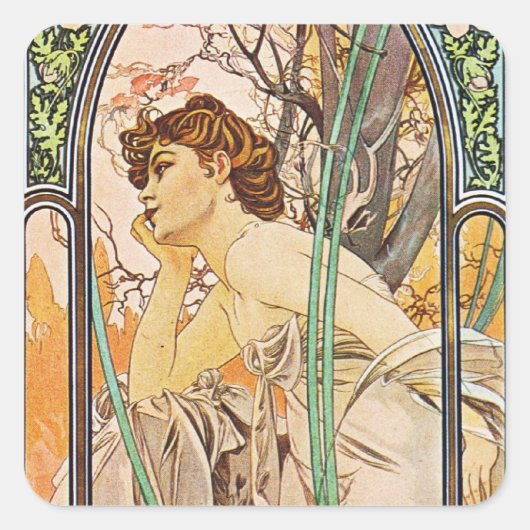 待ち受け女性 スクエアシール (正面)