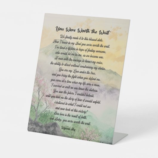 待ち台のサイン/愛/贈り物の価値があった 台座サイン (正面)